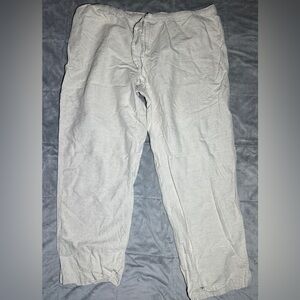 Liz Claiborne women’s linen blend beige wide leg pants with strechable waist